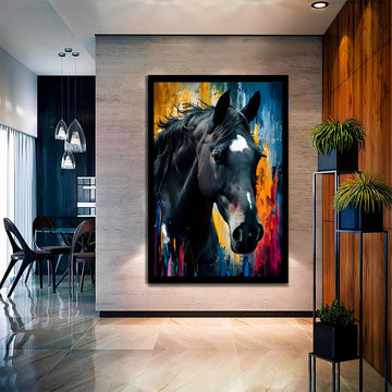 Black Beauty In Bloom Horse Wall Art