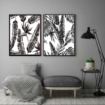 Black Leaves Wall Art-2 Panel