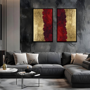 Crimson & Gold-2 Panel Wall Art