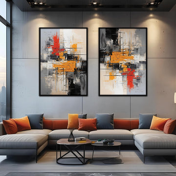Grayscale Blaze-2 Panel Wall Art