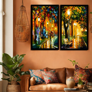 Impressions of a Rainy Night Wall Art-2 Pannel (1)