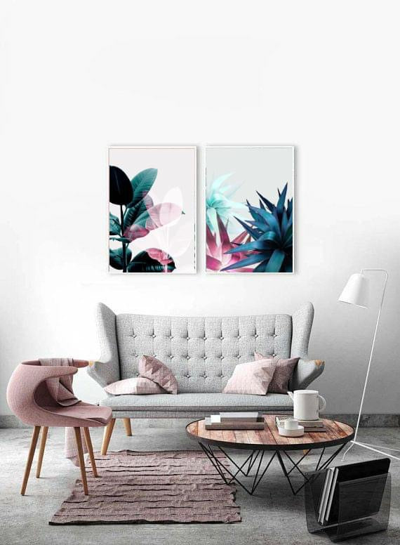 Abstract Muse Leaves Wall Art-2 Panel