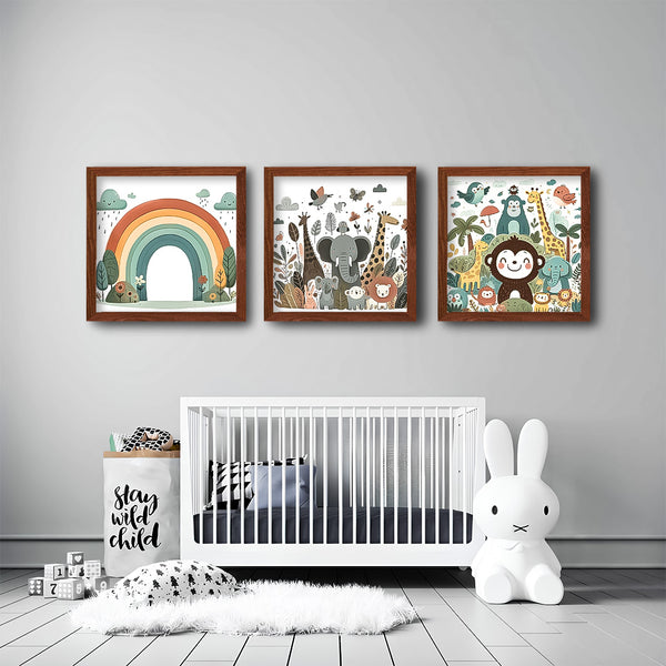 Animal Antics Kids Wall Art-3 Panel (1)