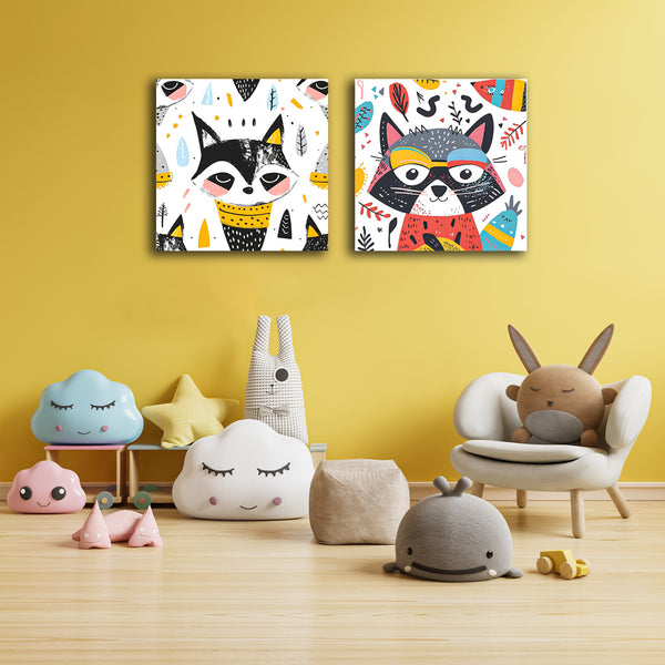 Animal Pattern Kids Wall Art-2 Panel (1)