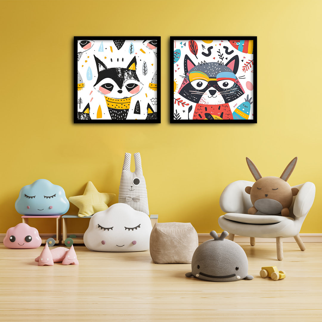 Animal Pattern Kids Wall Art-2 Panel (1)