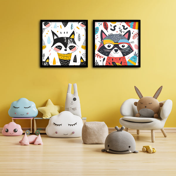 Animal Pattern Kids Wall Art-2 Panel (1)