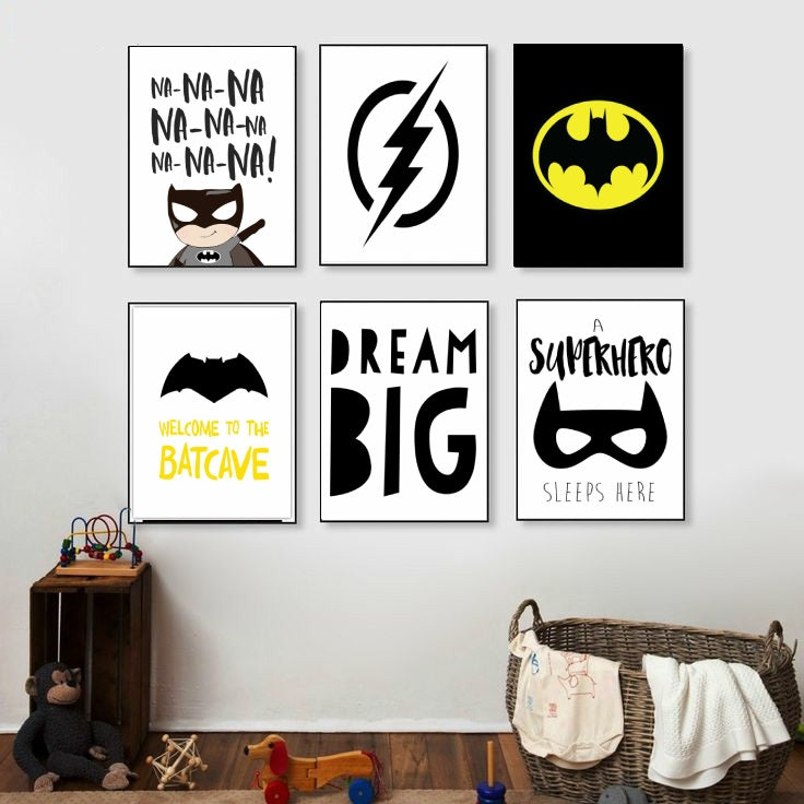 Batman Theme Kids Wall Art-6 Panel