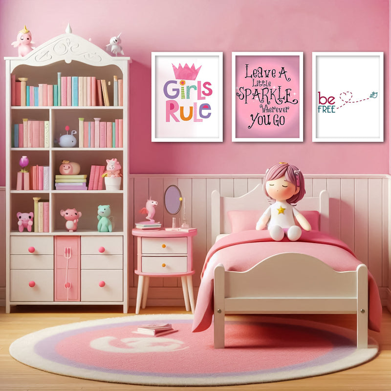 Be Free Unicorn Theme Kids Wall Art-3 Panel (1)