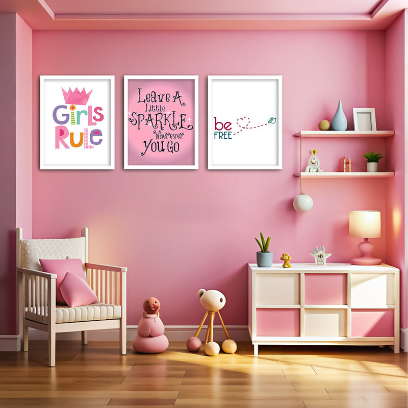 Be Free Unicorn Theme Kids Wall Art-3 Panel (1)