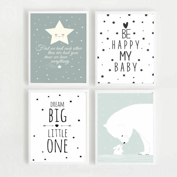 Be Happy My Baby Kids Wall Art-4 Pannel
