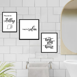 Best Seat In House Washroom Wall Art-3 Panel