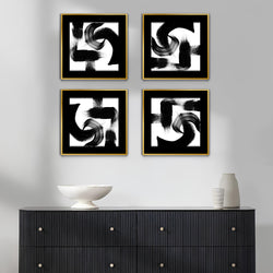 Black In Depth Abstract Wall Art-4 Panel