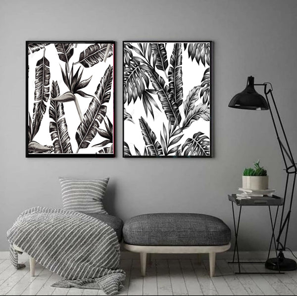 Black Leaves Wall Art-2 Panel