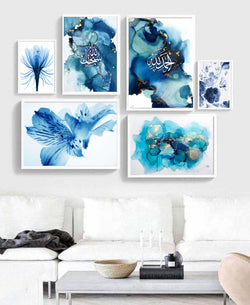 Blue Collage Allhumdullillah Wall Art