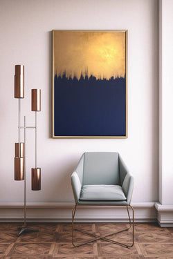 Blue & gold Abstract Wall Art-1 pannel