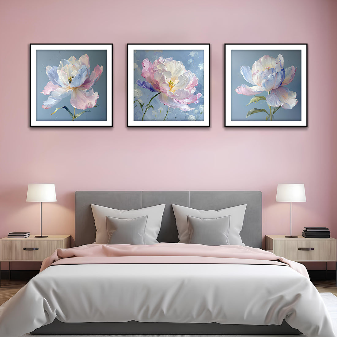 Floral Textured HarmFloral Textured Harmony Wall Art-3 panel (1)ony