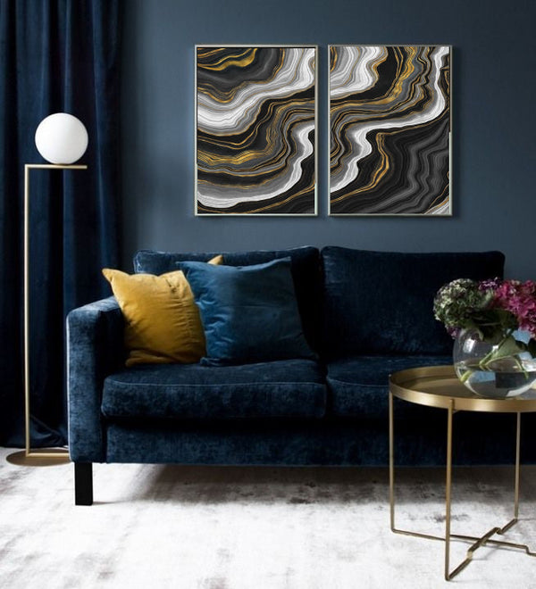 Fluid Fortune Abstract Wall Art-2 pannel