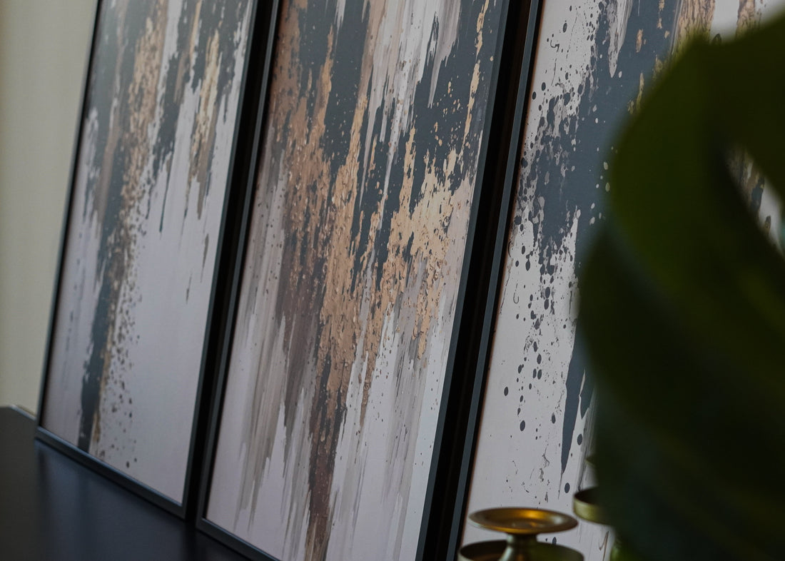 Golden Cascade-3 Panel Modern Abstract Artworks (1)