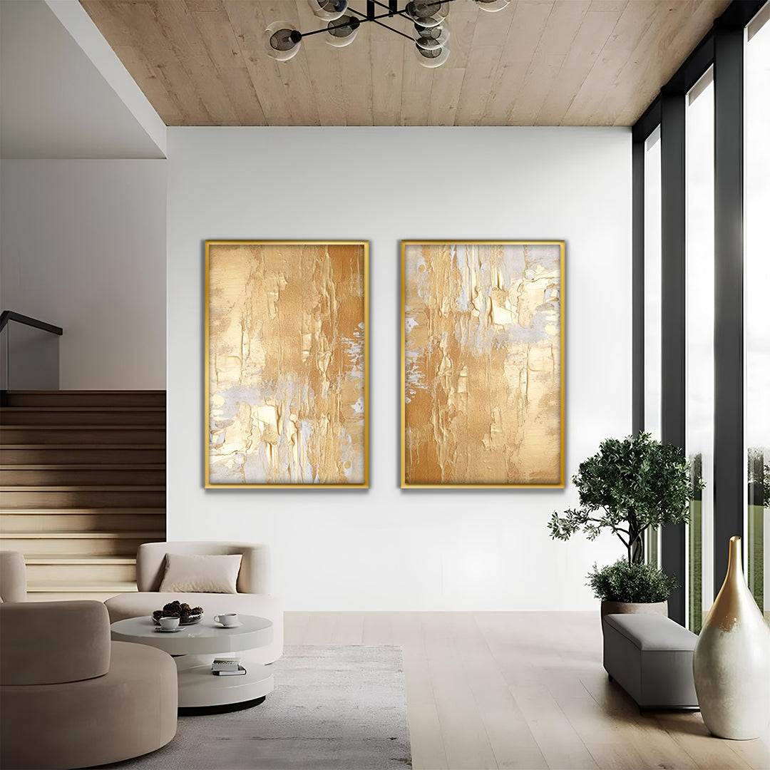 Golden Glow-2 Panel Wall Art