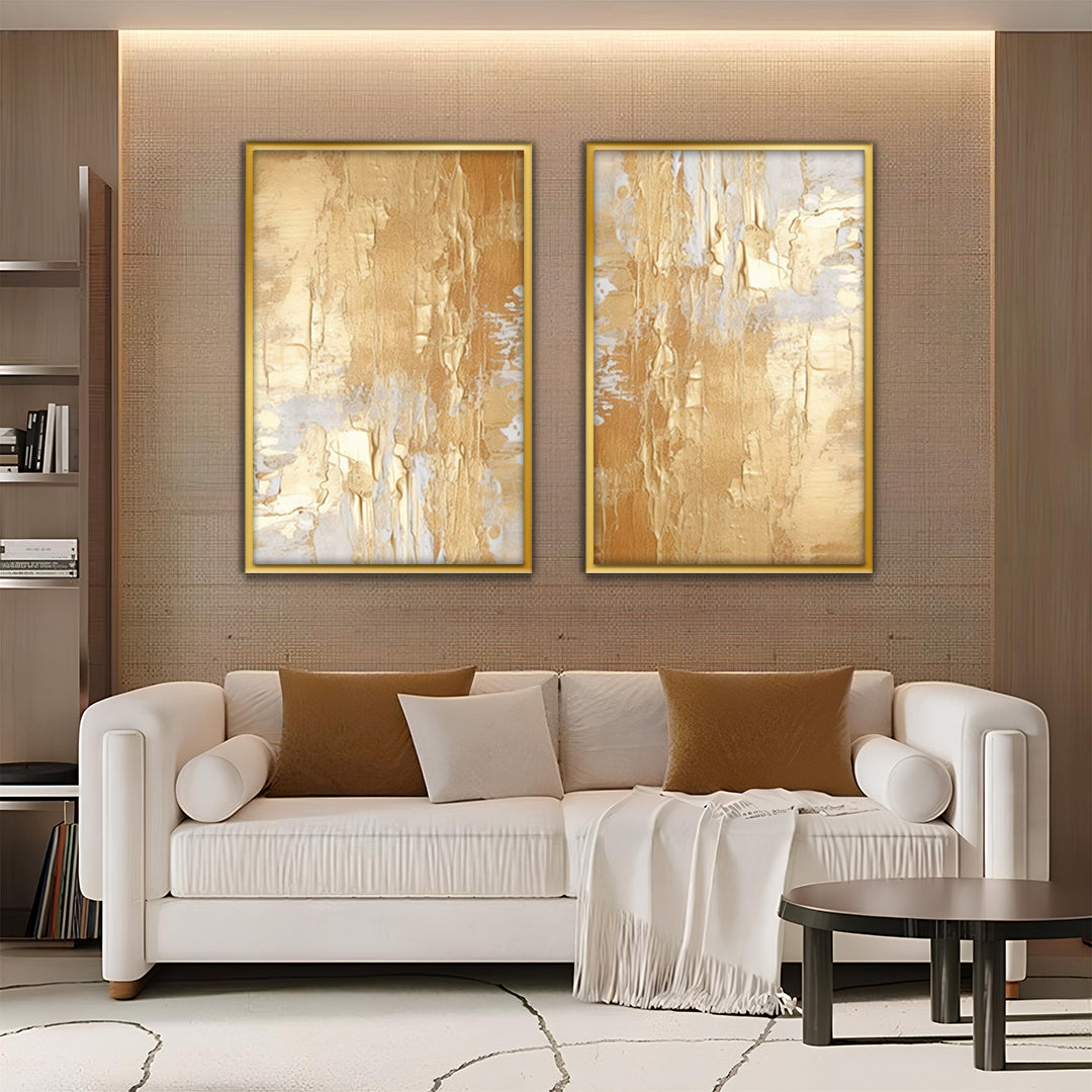 Golden Glow-2 Panel Wall Art