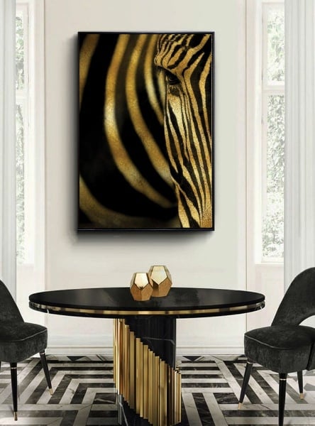 Golden Stripes Zebra Wall Art-1 Pannel