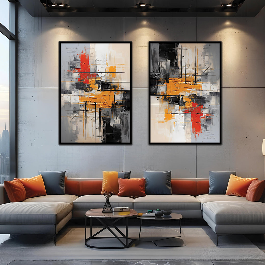 Grayscale Blaze-2 Panel Wall Art