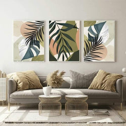 Green Boho Wall Art-3 Pannel