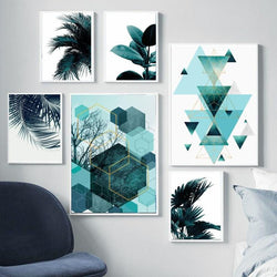 Green Geometric Wall Art-6 Pannel