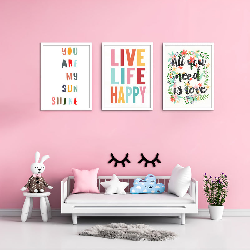 Live Life Happy Kids Wall Art-3 Panel (1)