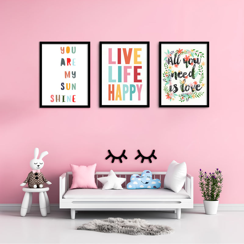 Live Life Happy Kids Wall Art-3 Panel (1)