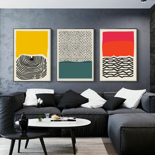 Modern Multicolored Abstract Wall Art-3 Panel