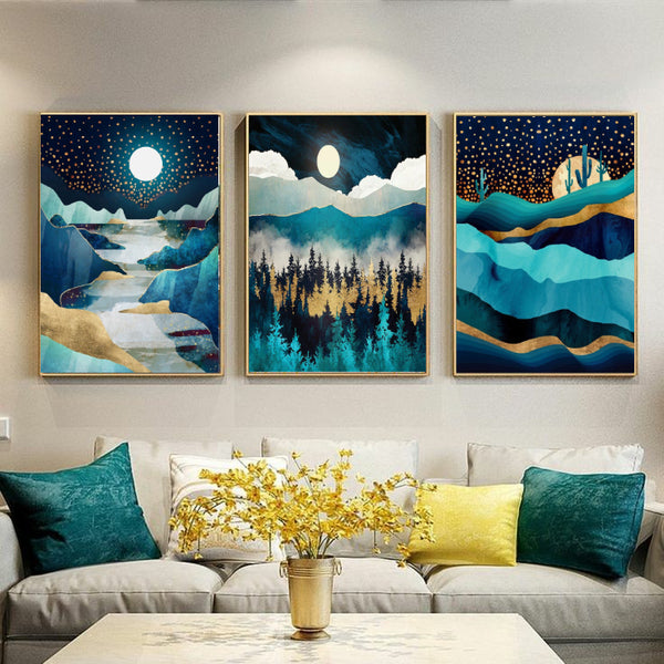 Nordic Nightfall Nature Wall Art-3 Panel