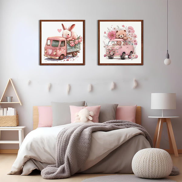 Pink Perfection Kids rroom wall art-2 panel (1)