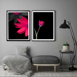 Pink Floral Wall Art-2 Pannel