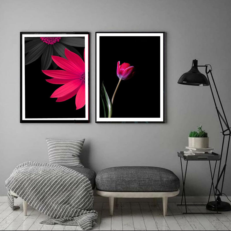 Pink Floral Wall Art-2 Pannel