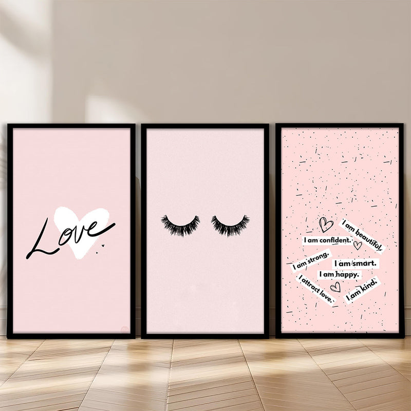 Pink Love Wall Art-3 Pannel