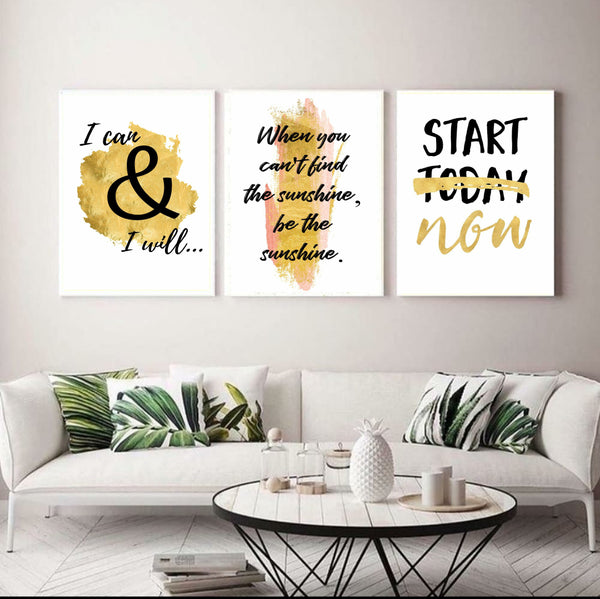 Pursue Motivational Wall Art-3 Pannel