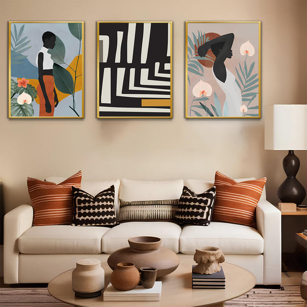 Soulful Harmony Boho Wall Art-3 panel