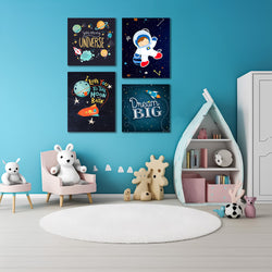 Space Theme Kids Wall Art-4 Panel