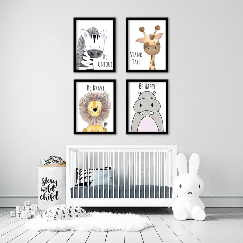 Stand Tall Animals Nursery Wall Art-4 Panel