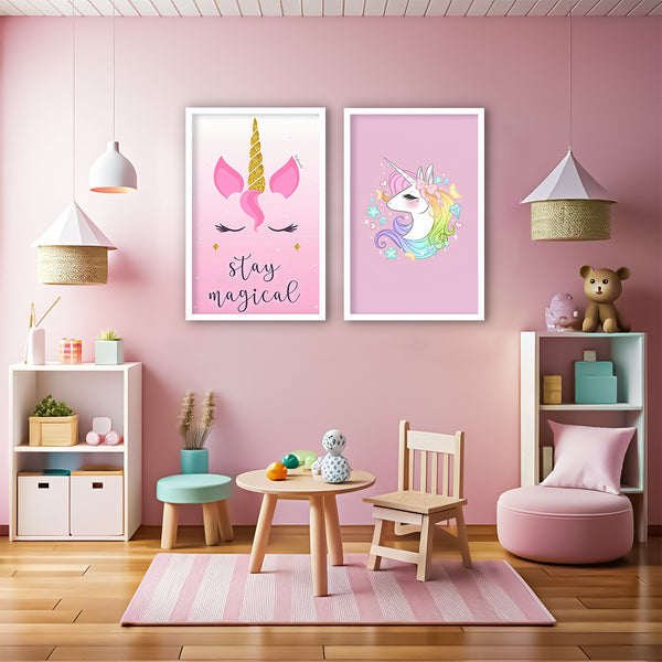 Stay Magical Unicorn Theme Kids Wall Art-2 Panel (1)