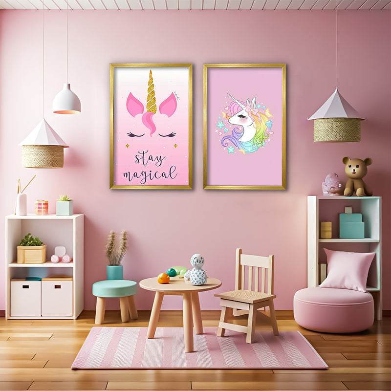 Stay Magical Unicorn Theme Kids Wall Art-2 Panel (1)