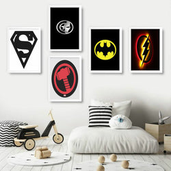 Superhero Logos Kids Wall Art-5 Panel