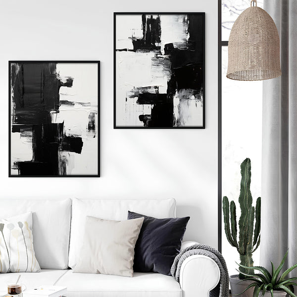 Texture Noir Abstract Wall Art-2 Panel