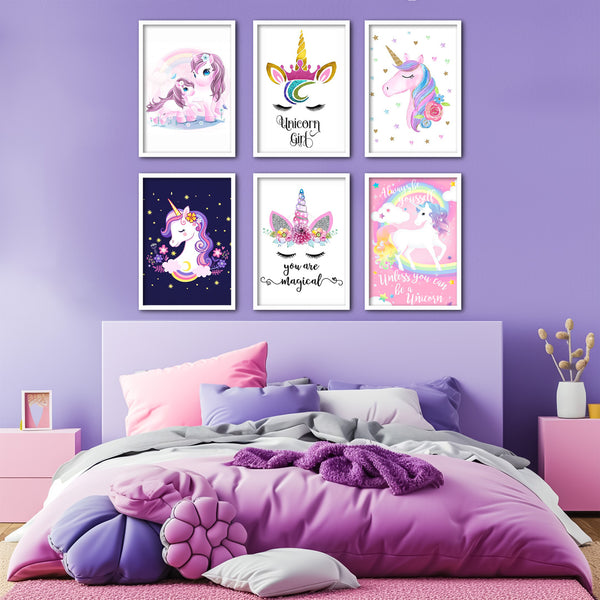 Unicorn Girl Kids Wall Art-6 Panel (1)