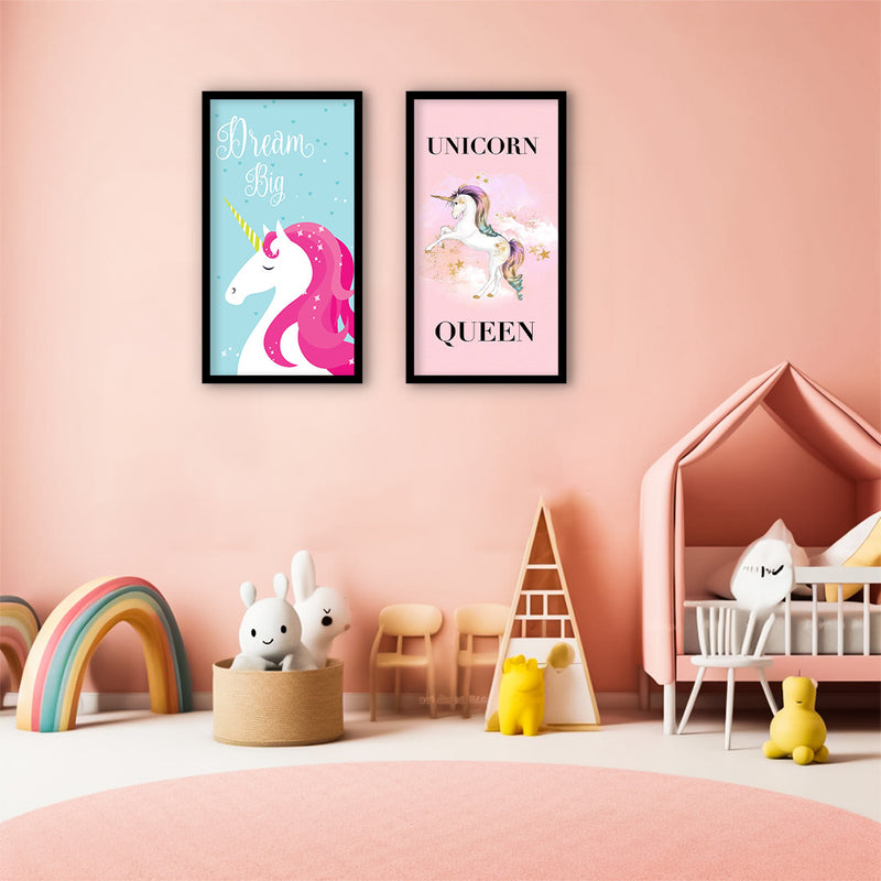 Unicorn Queen Kids Wall Art-2 Panel (1)