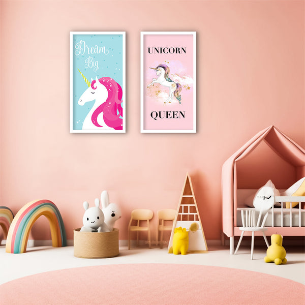 Unicorn Queen Kids Wall Art-2 Panel (1)