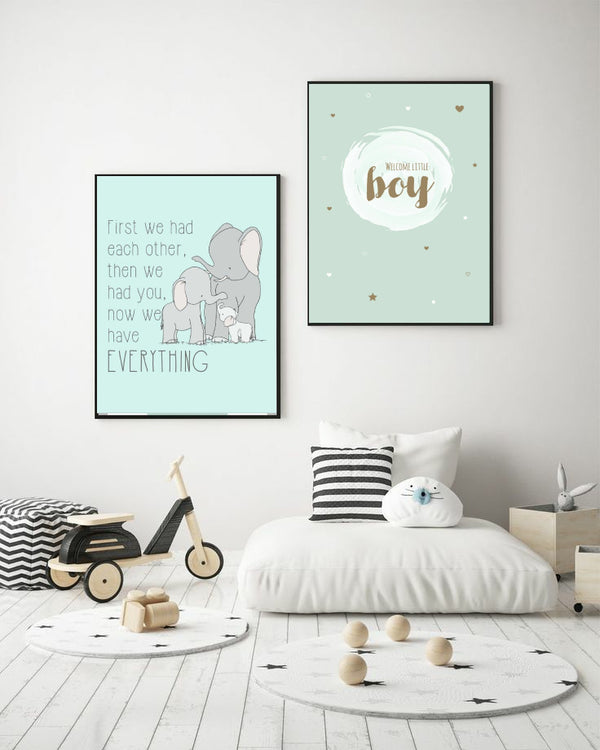 Welcome Little Boy Kids Wall Art-2 Panel