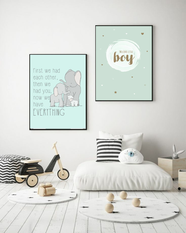 Welcome Little Boy Kids Wall Art-2 Panel