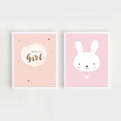 Welcome Little Girl Nursery Wall Art-2 Panel